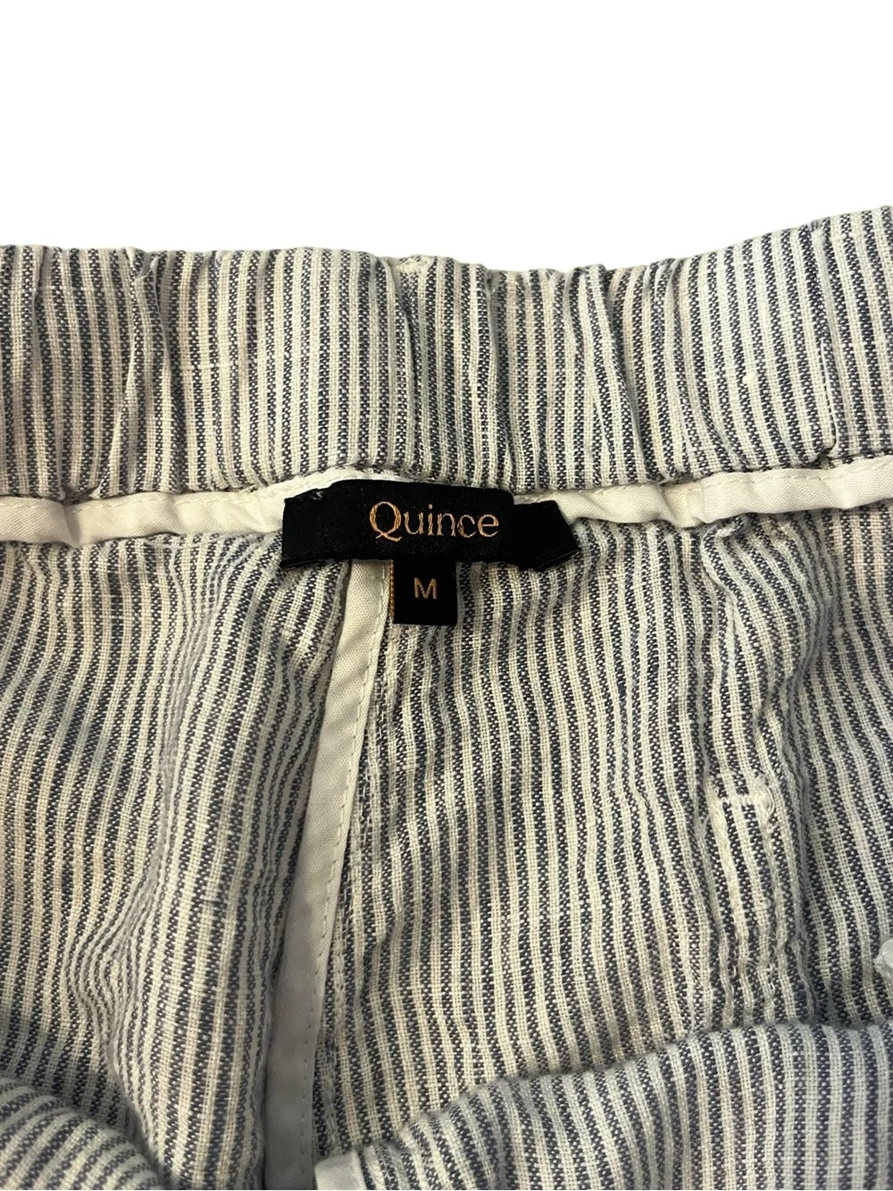 Quince 100% European Linen Micro Striped Capri Pants Sz M